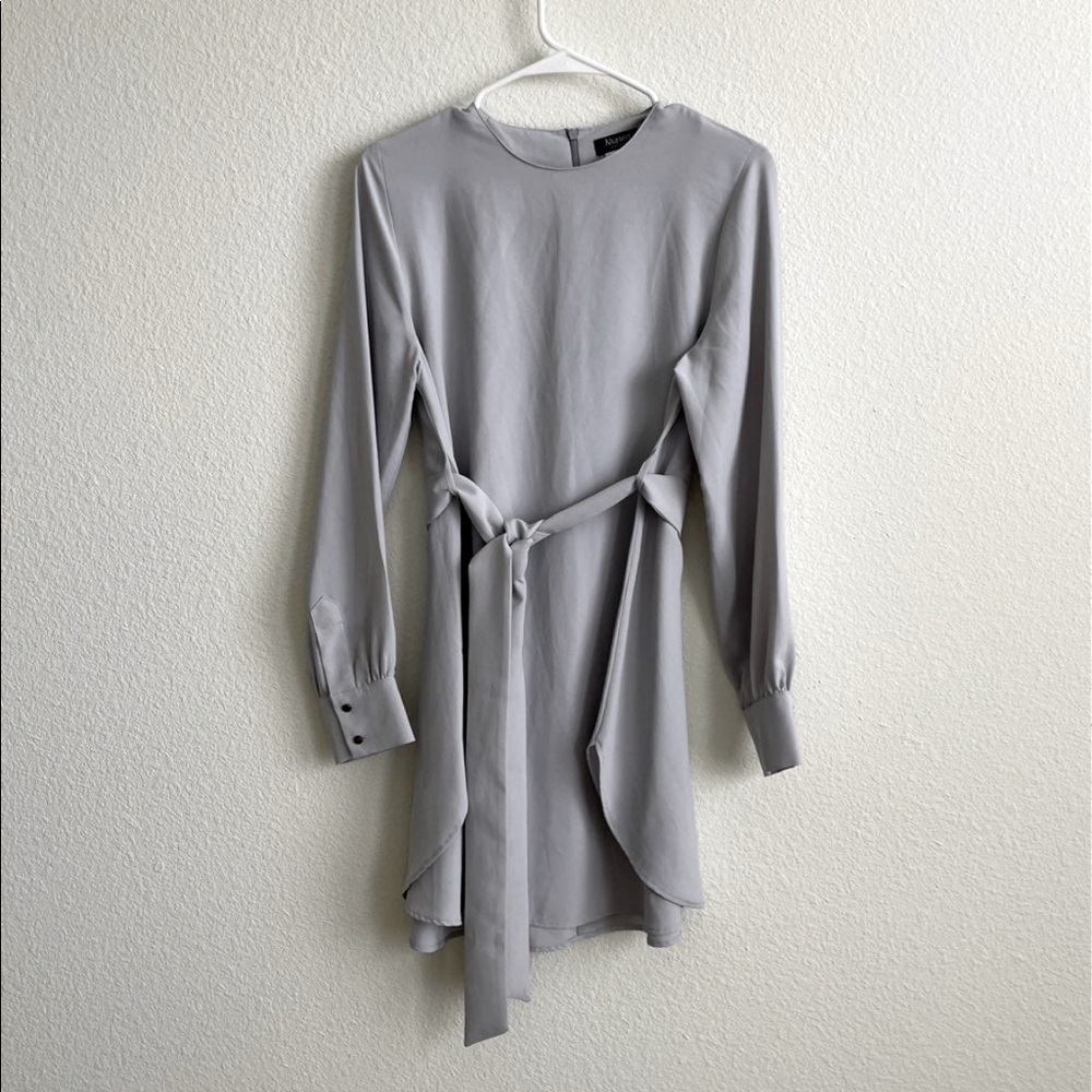 Long sleeve belted shirt dress